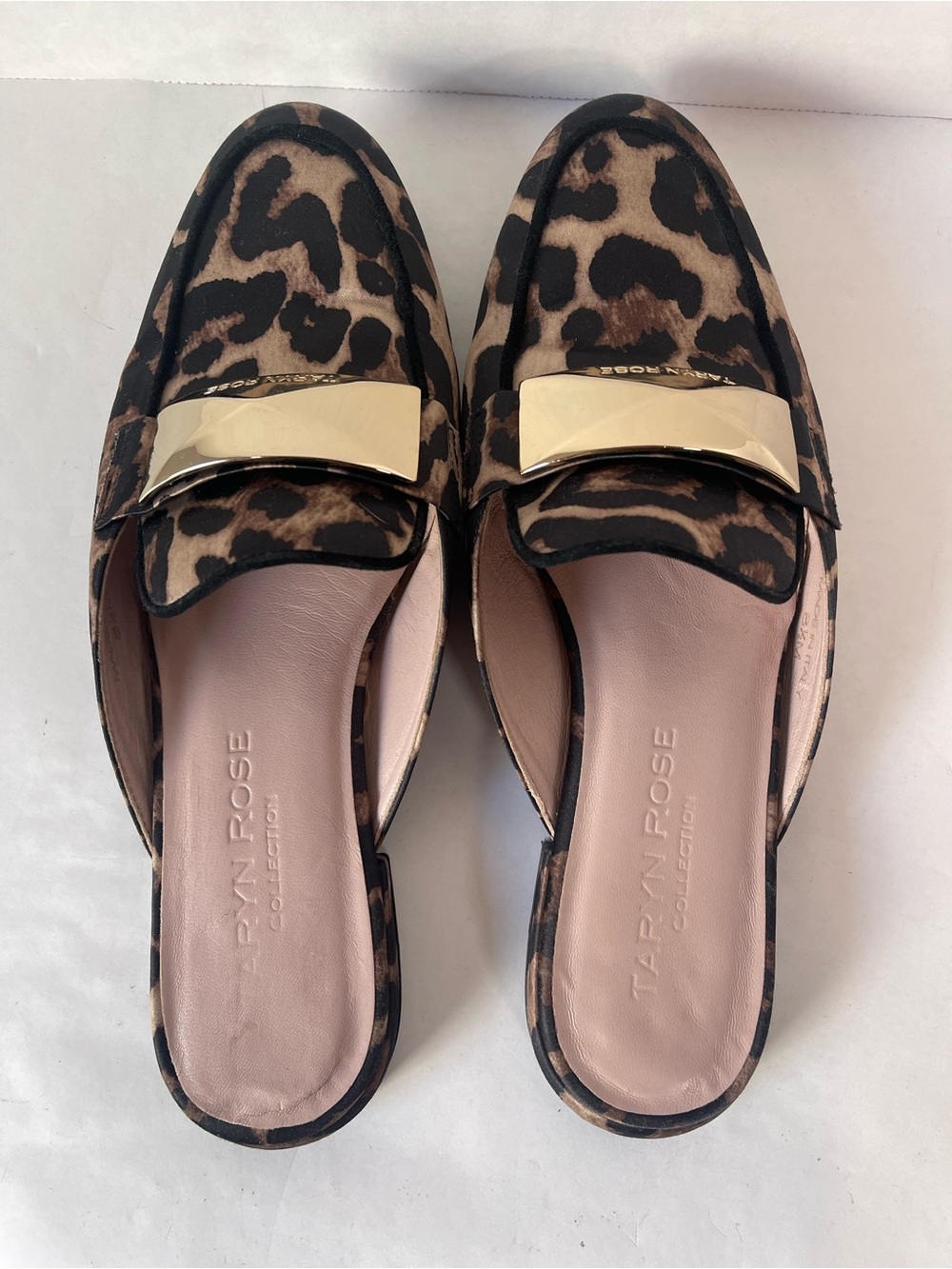 Taryn Rose Leopard-Print Slide Mules with Gold Accent Made in Italy 🇮🇹 Size 8.5 - Picture 8 of 14